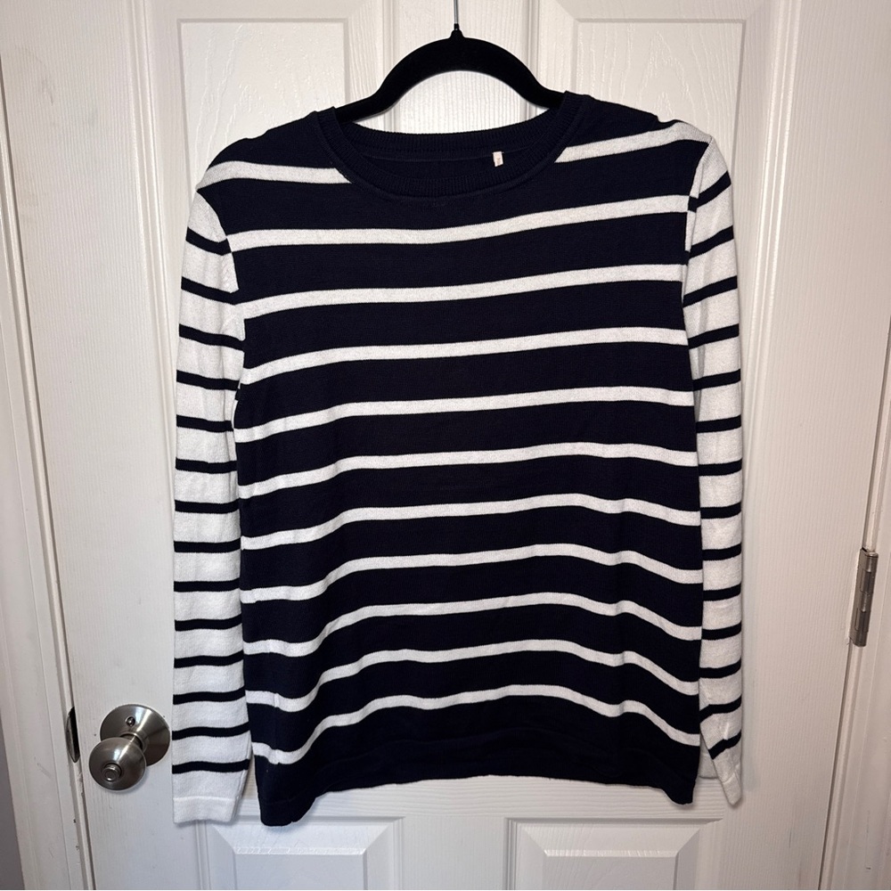 Barbour Navy and White Striped Padstow Knit Sweater